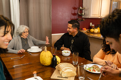 Indigenous family sharing a meal