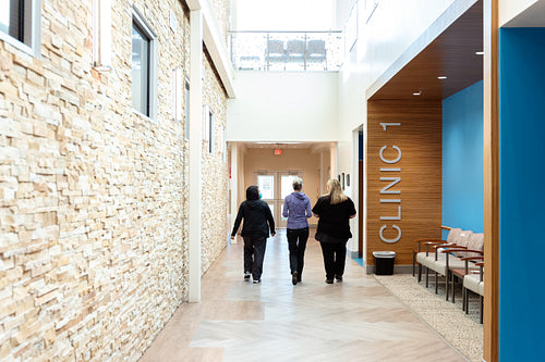 Women walking in clinic