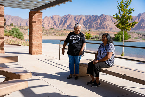 Indigenous family enjoying a park outside togather