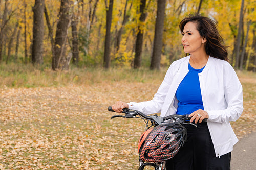 Native family going on a bike ride