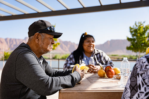 Indigenous family enjoying a park outside togather