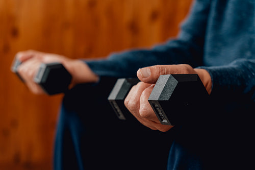 Indigenous man working out from home