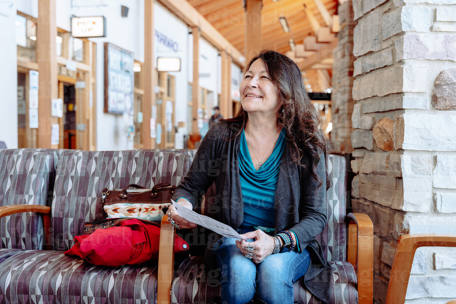 Indigenous woman waiting in a clinic