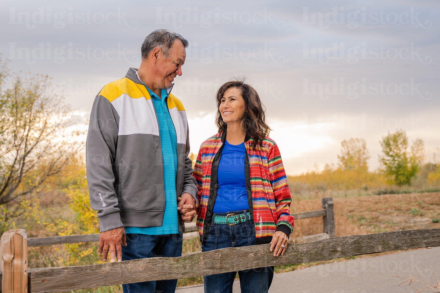 Middle age Native couple taking a walk