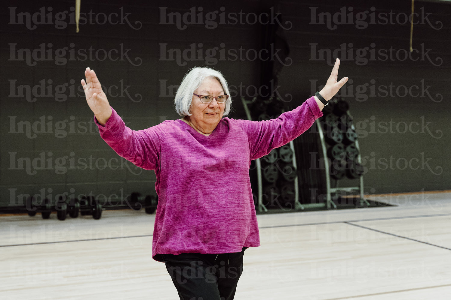 Indigenous women excercising together