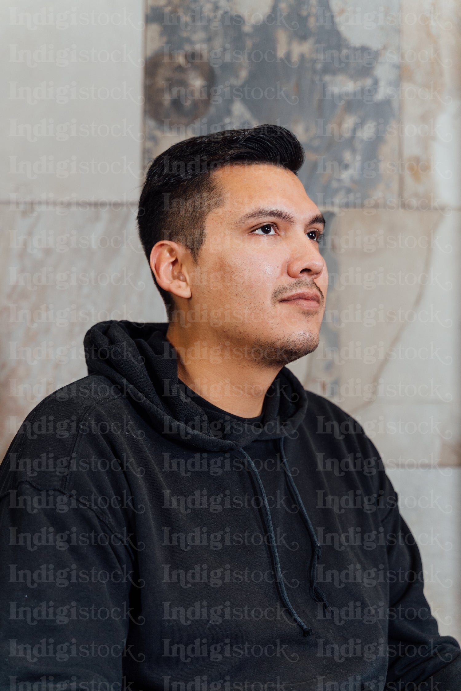 Indigenous man waiting in clinic