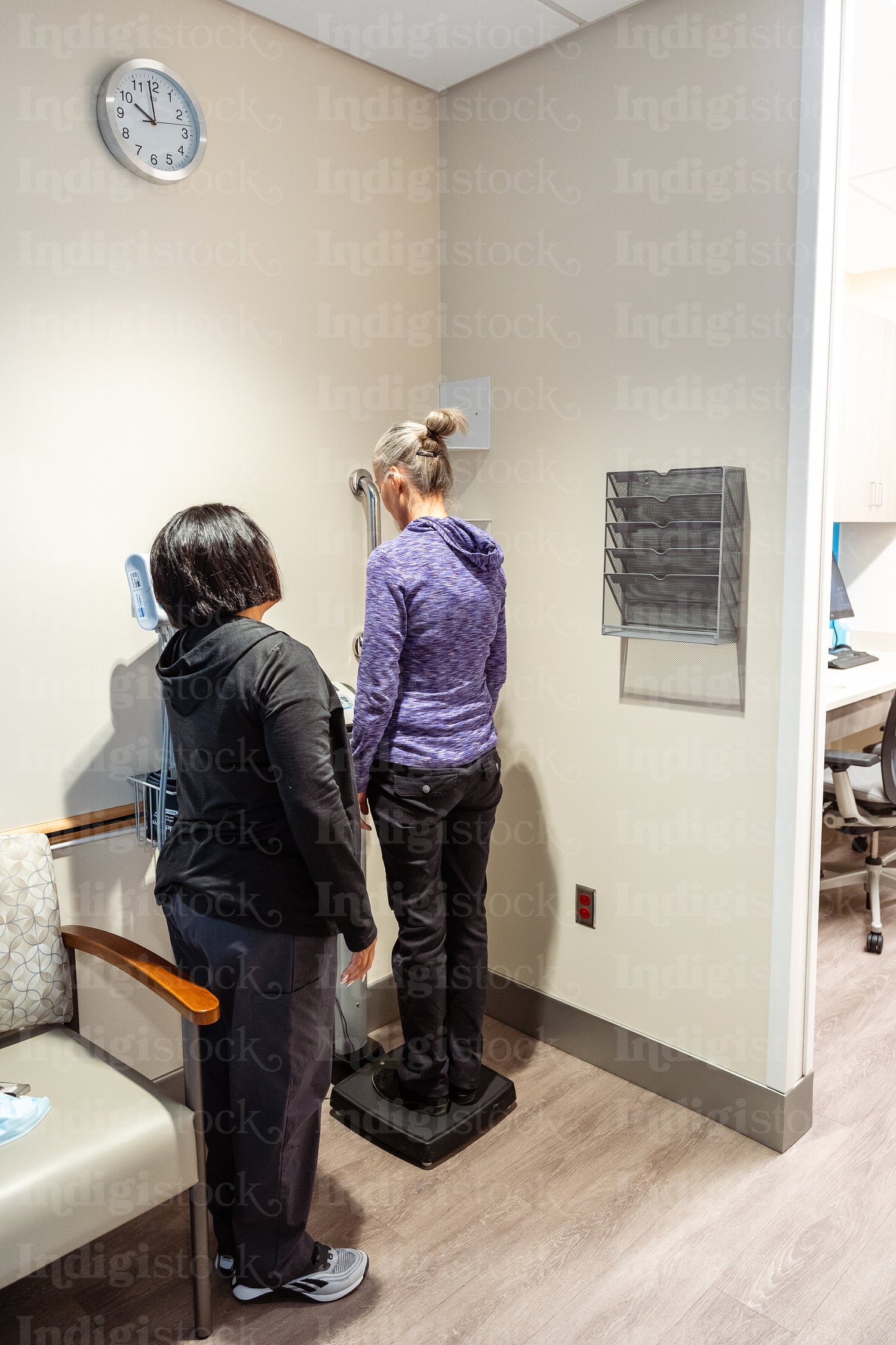 A native elder getting a health checkup at a health center 