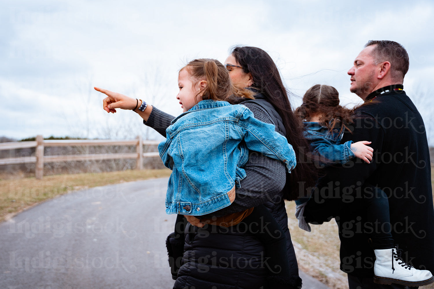 Indigenous family going on a nature walk