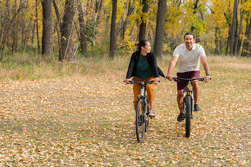 Native family going on a bike ride