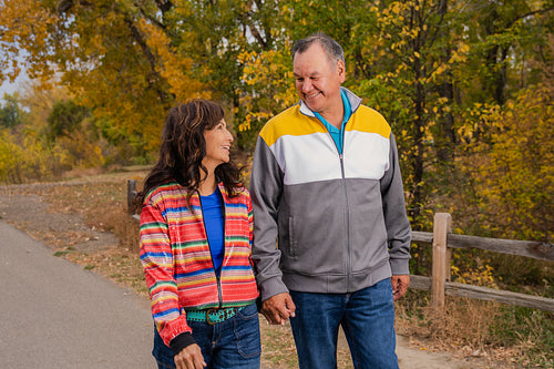 Middle age Native couple taking a walk