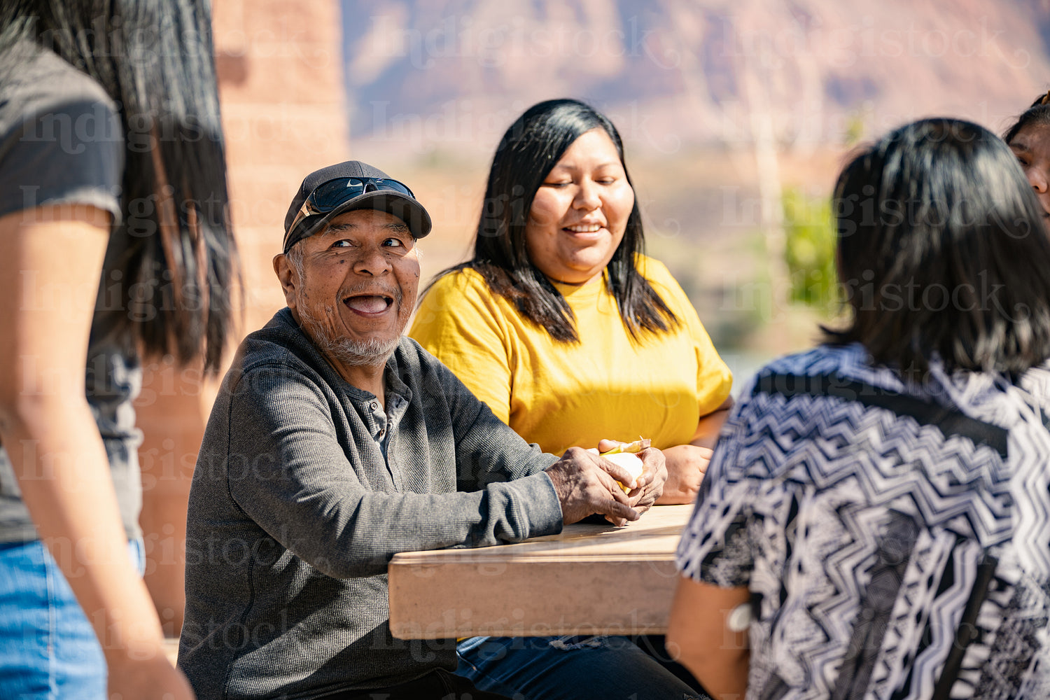 Indigenous family enjoying a park outside togather