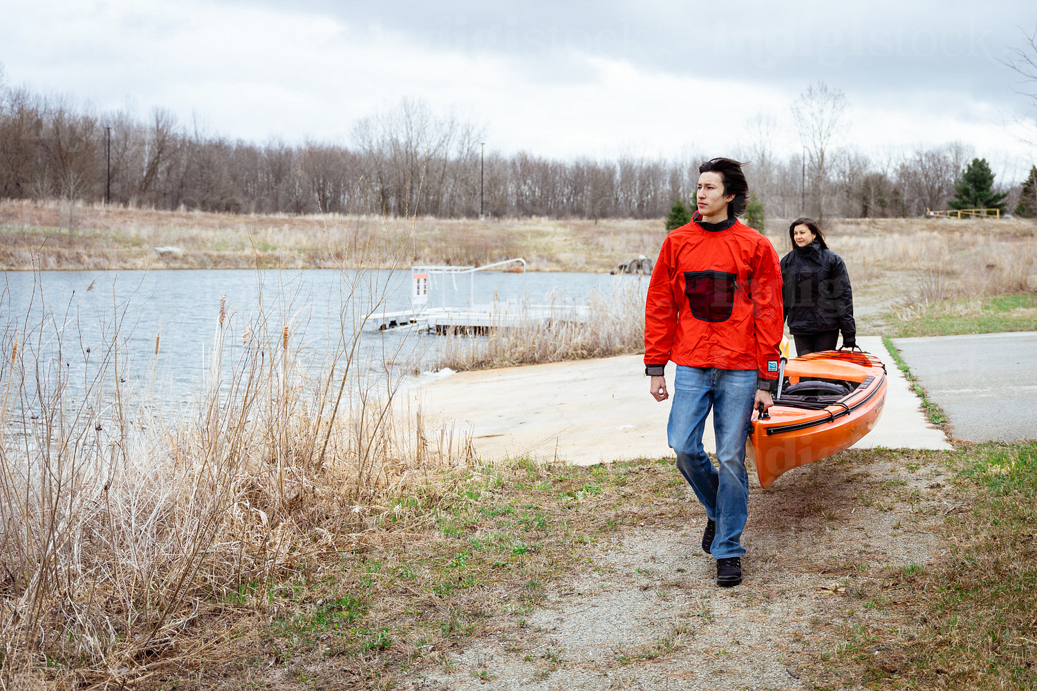 Indigenous family going kayaking 