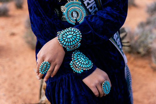 Native youth wearing traditional clothing and regalia