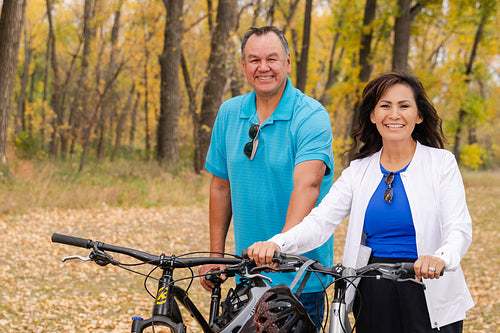 Native family going on a bike ride