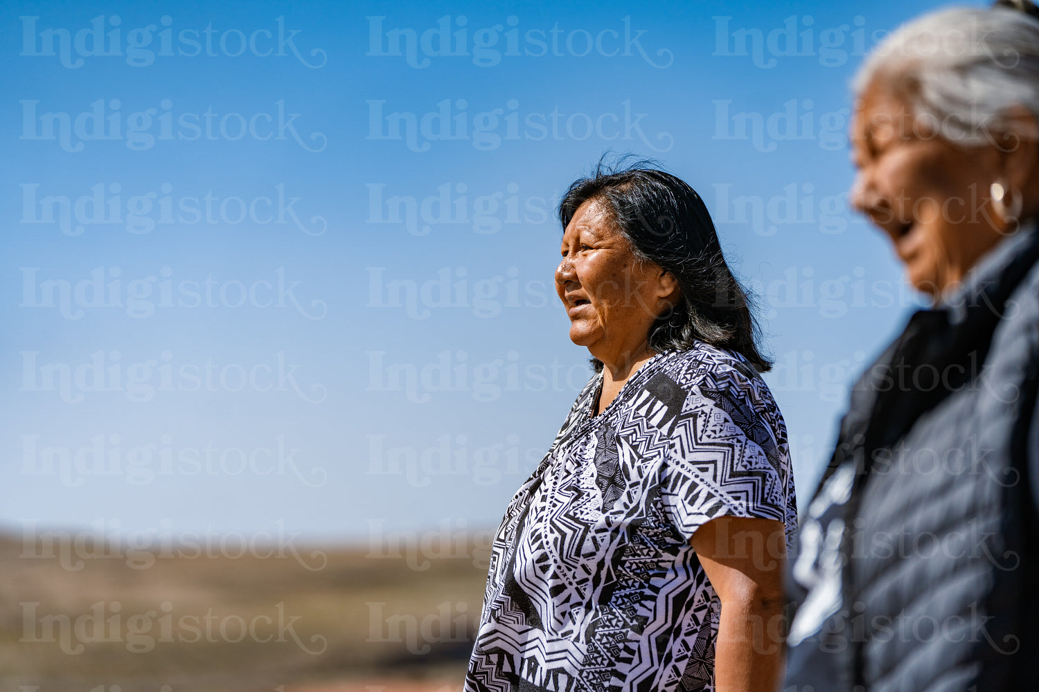 A Native family walking together