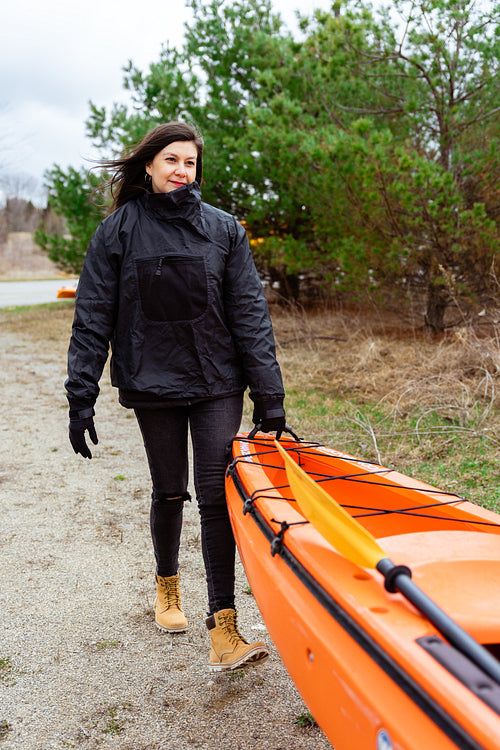 Indigenous family going kayaking