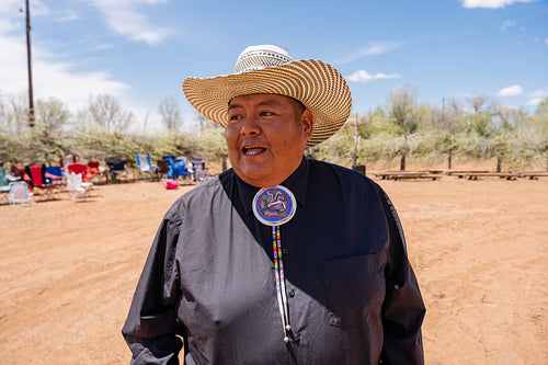 Indigenous man wearing tradiional regalia