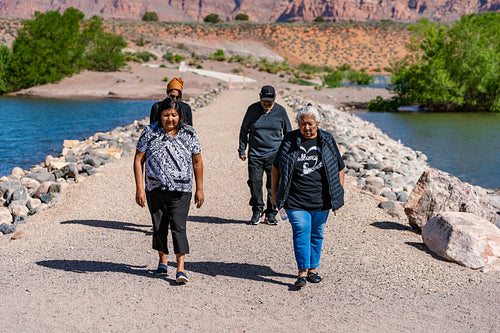 Native family walking together