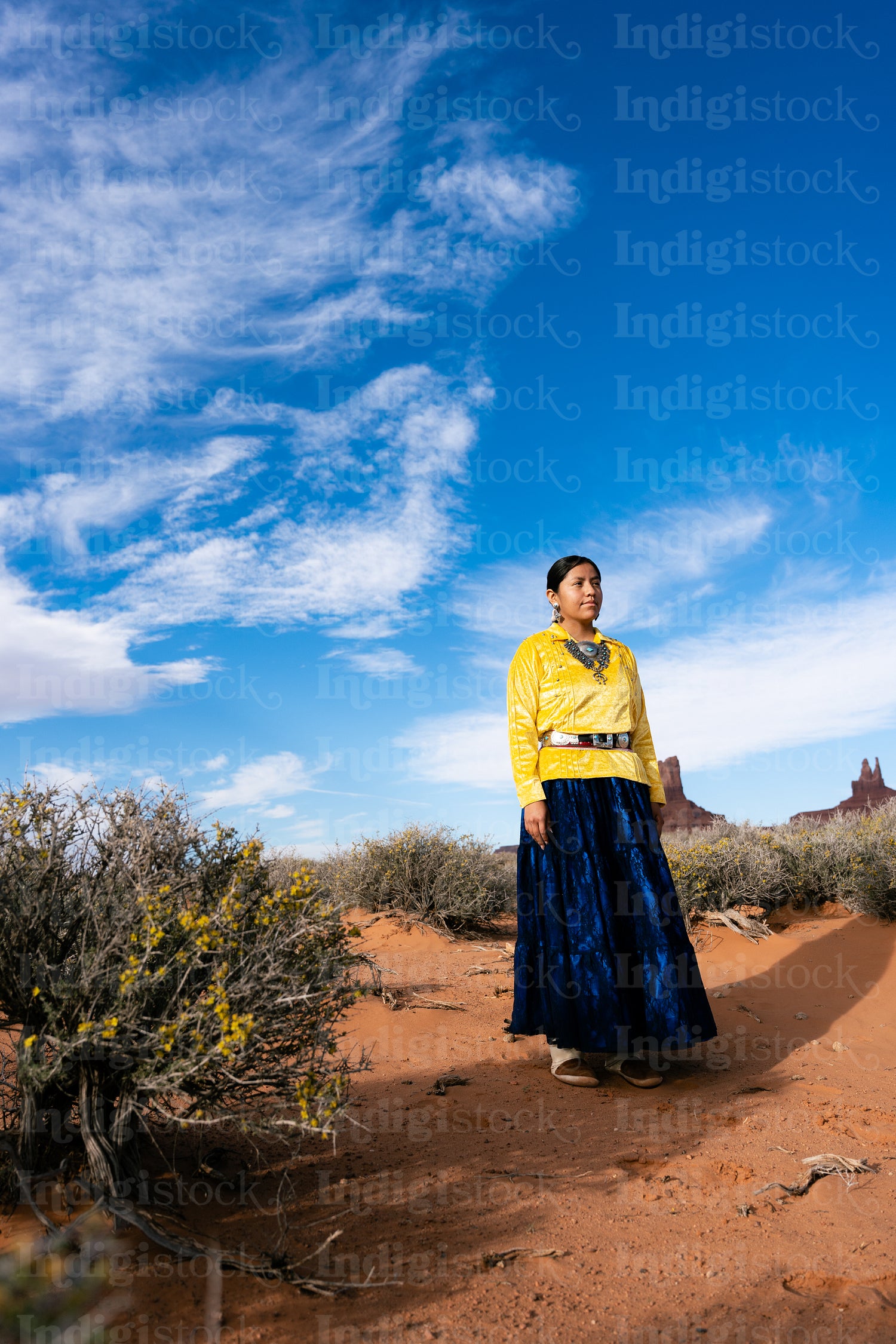 Young Native youth wearing traditional clothing and regalia outs