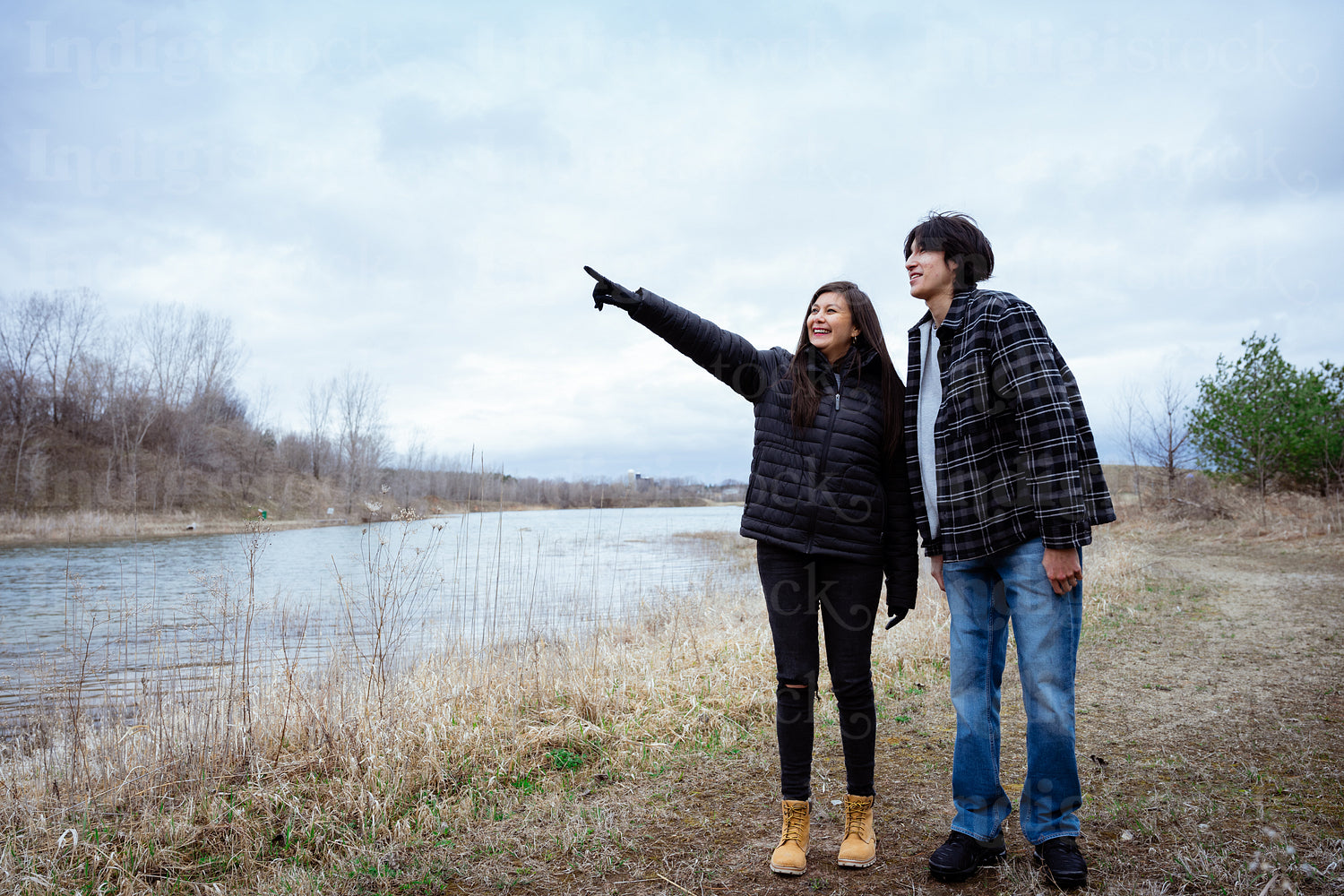 Indigenous family going on a nature walk