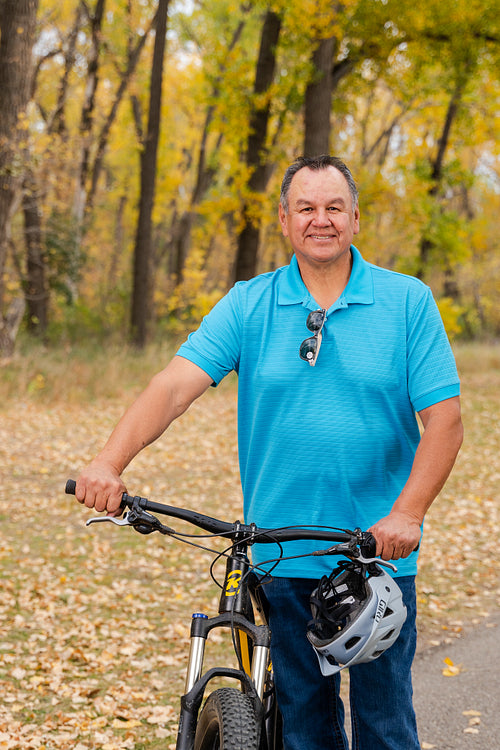 Native family going on a bike ride