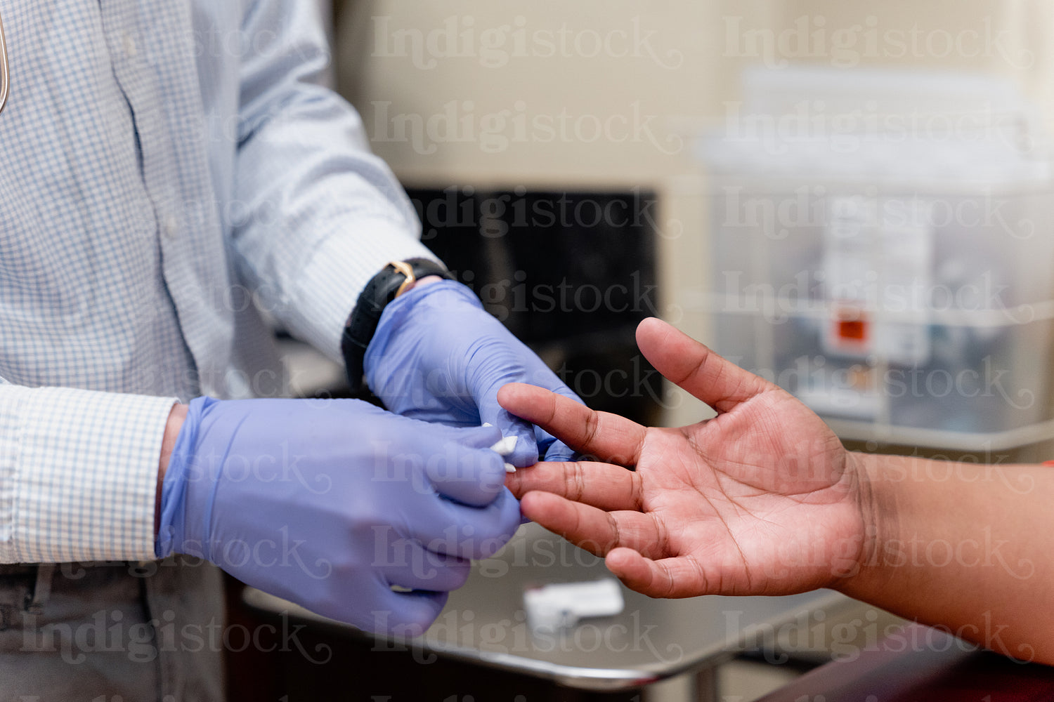 A native woman being seen by a doctor at a health clinic