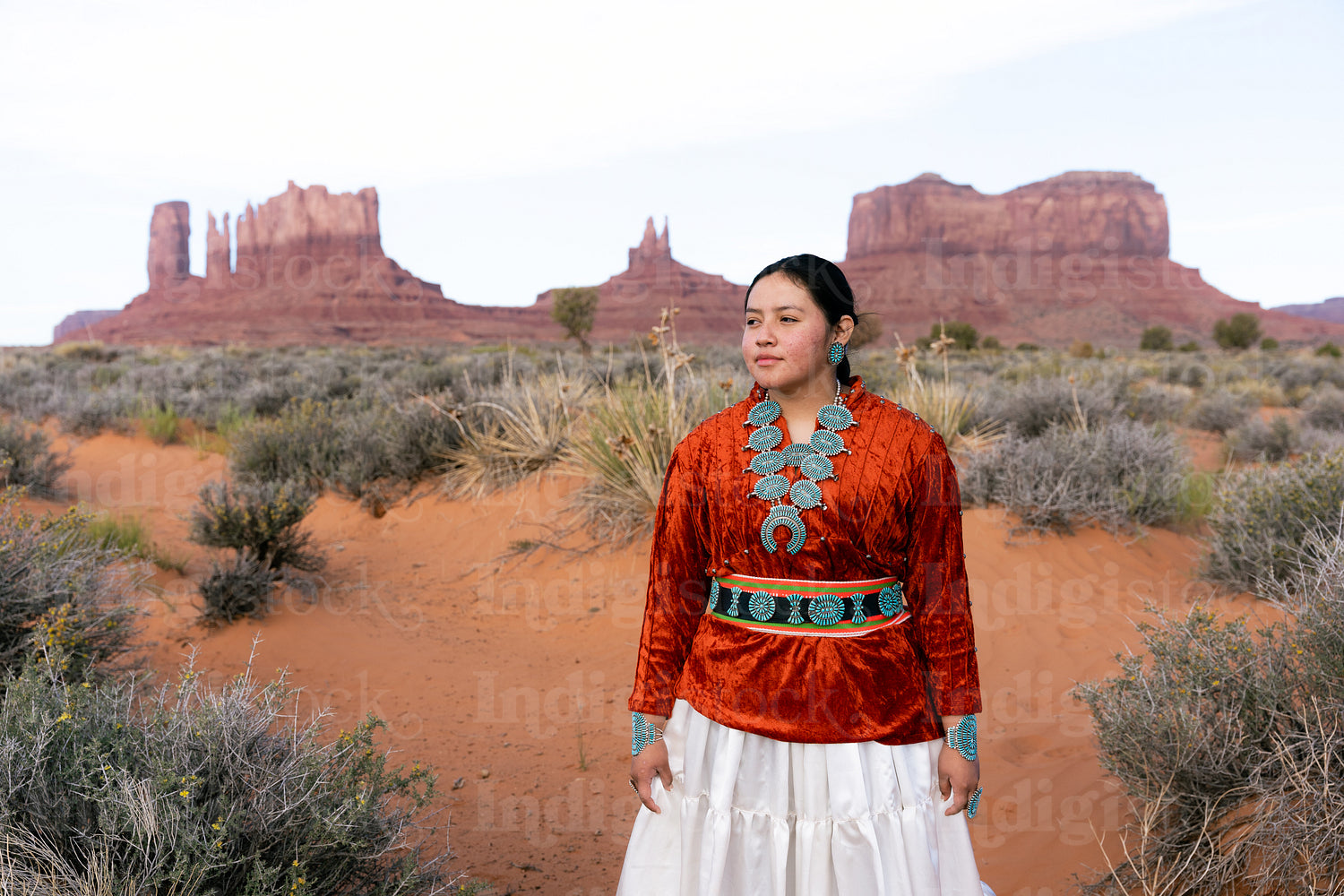 Young Native youth wearing traditional clothing and regalia outs