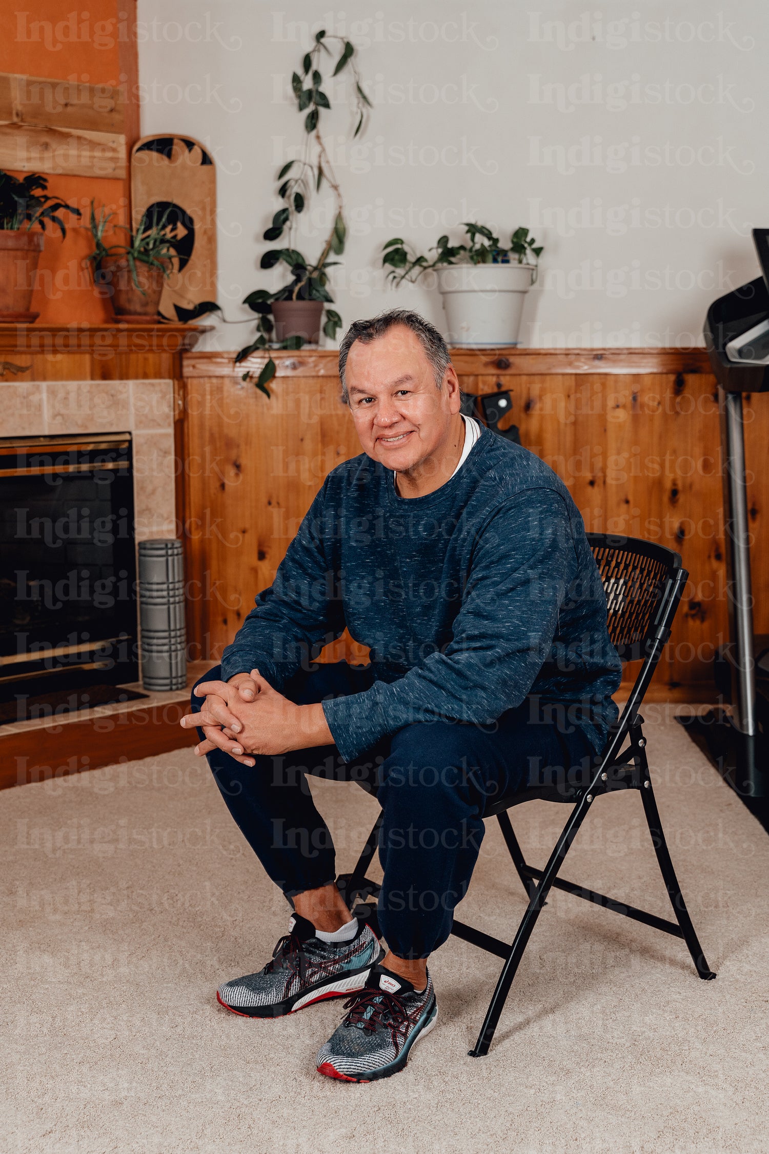 Indigenous Men working out in home gym