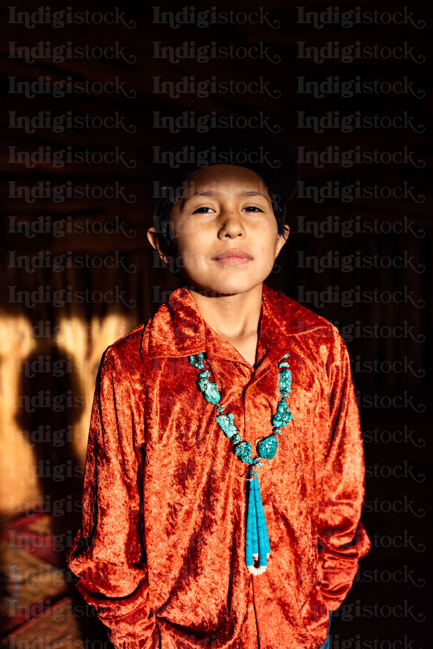 Native American children wearing traditional regalia 