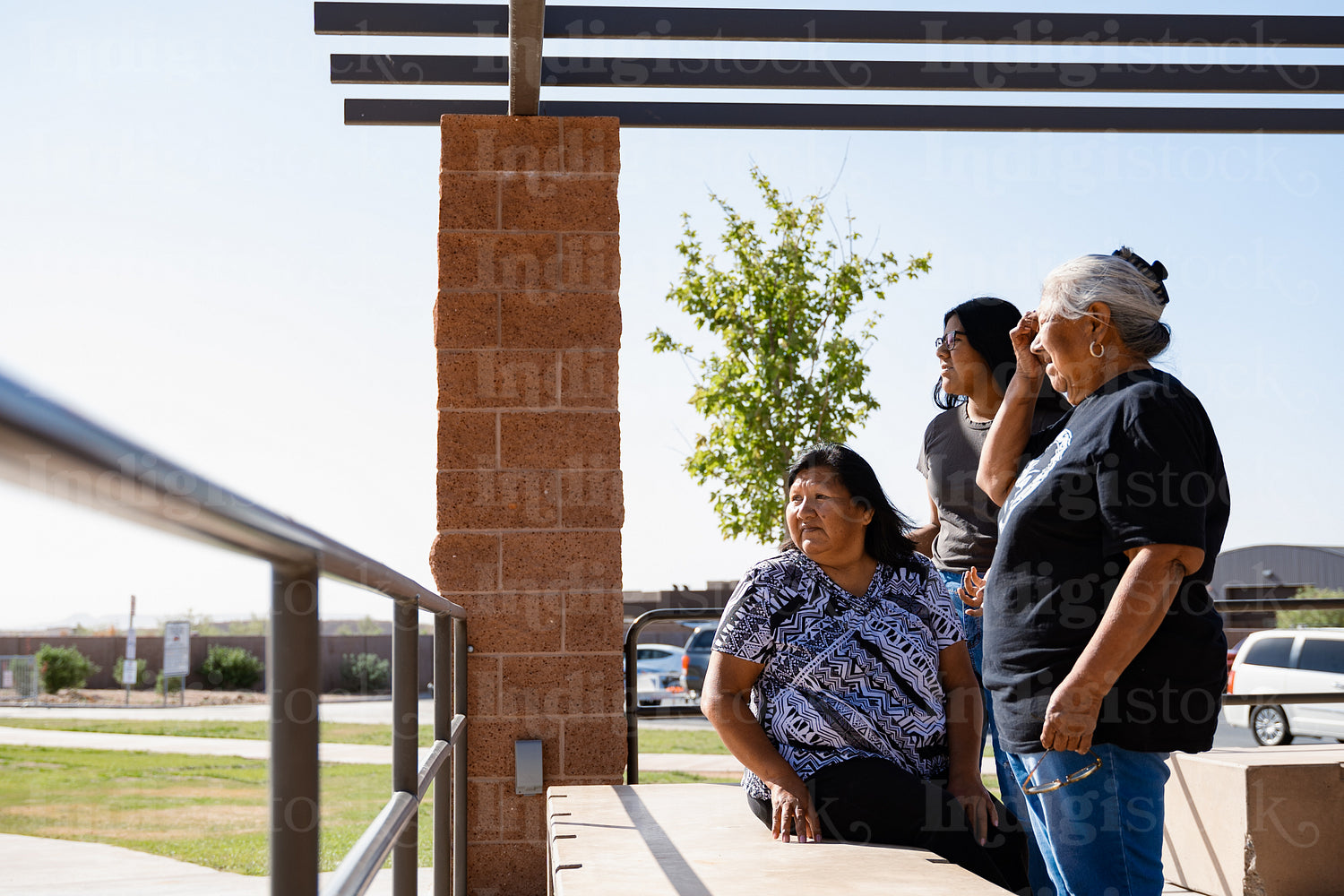 Indigenous family enjoying a park outside togather