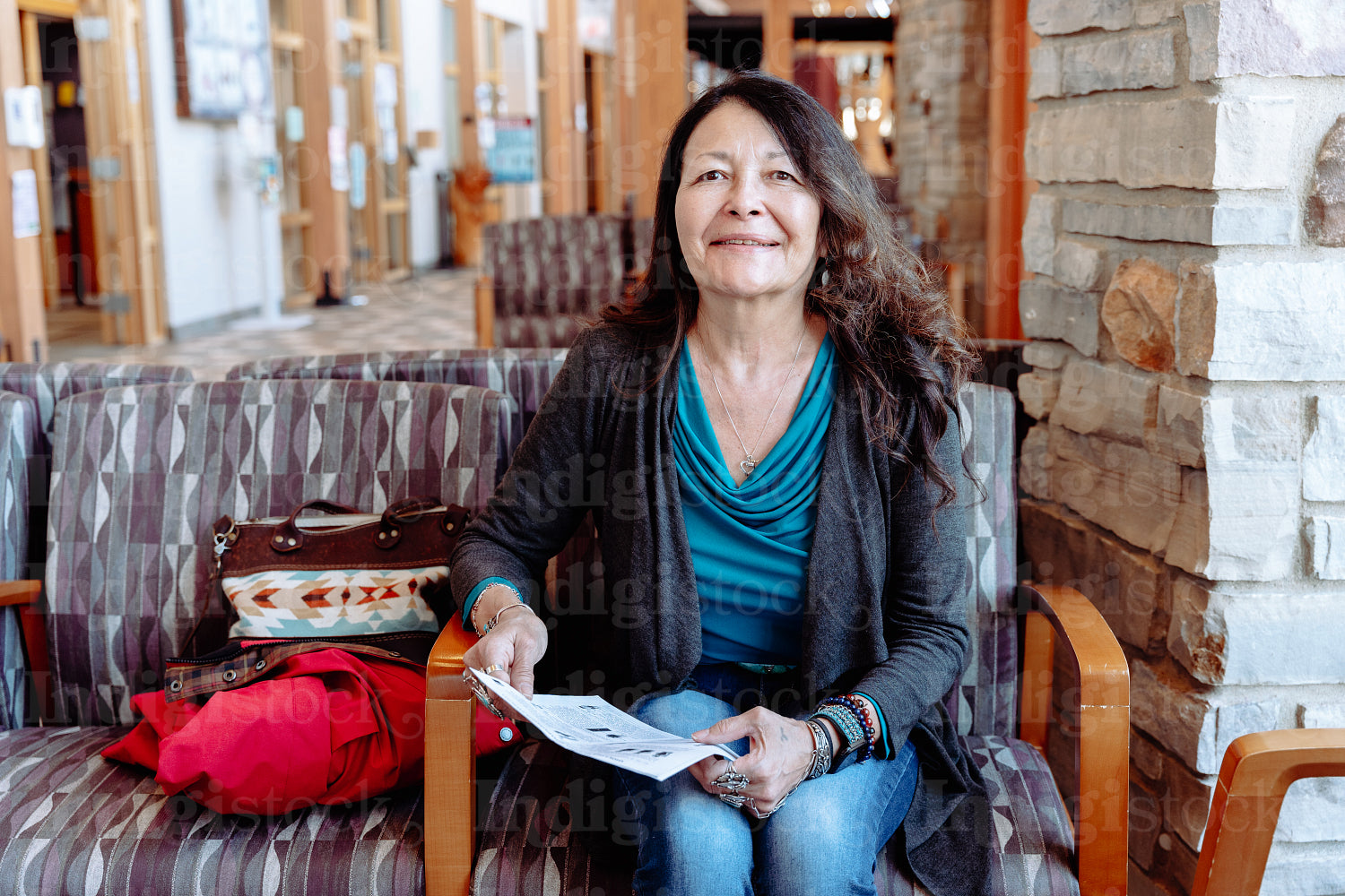 Indigenous woman waiting in a clinic