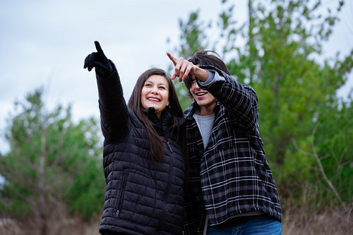 Indigenous family going on a nature walk