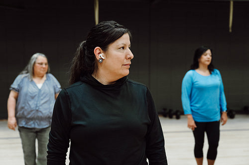 Indigenous women excercising together