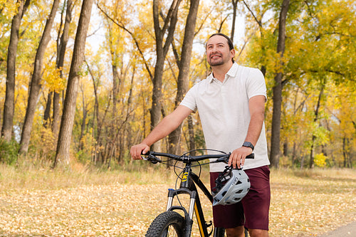 Native family going on a bike ride