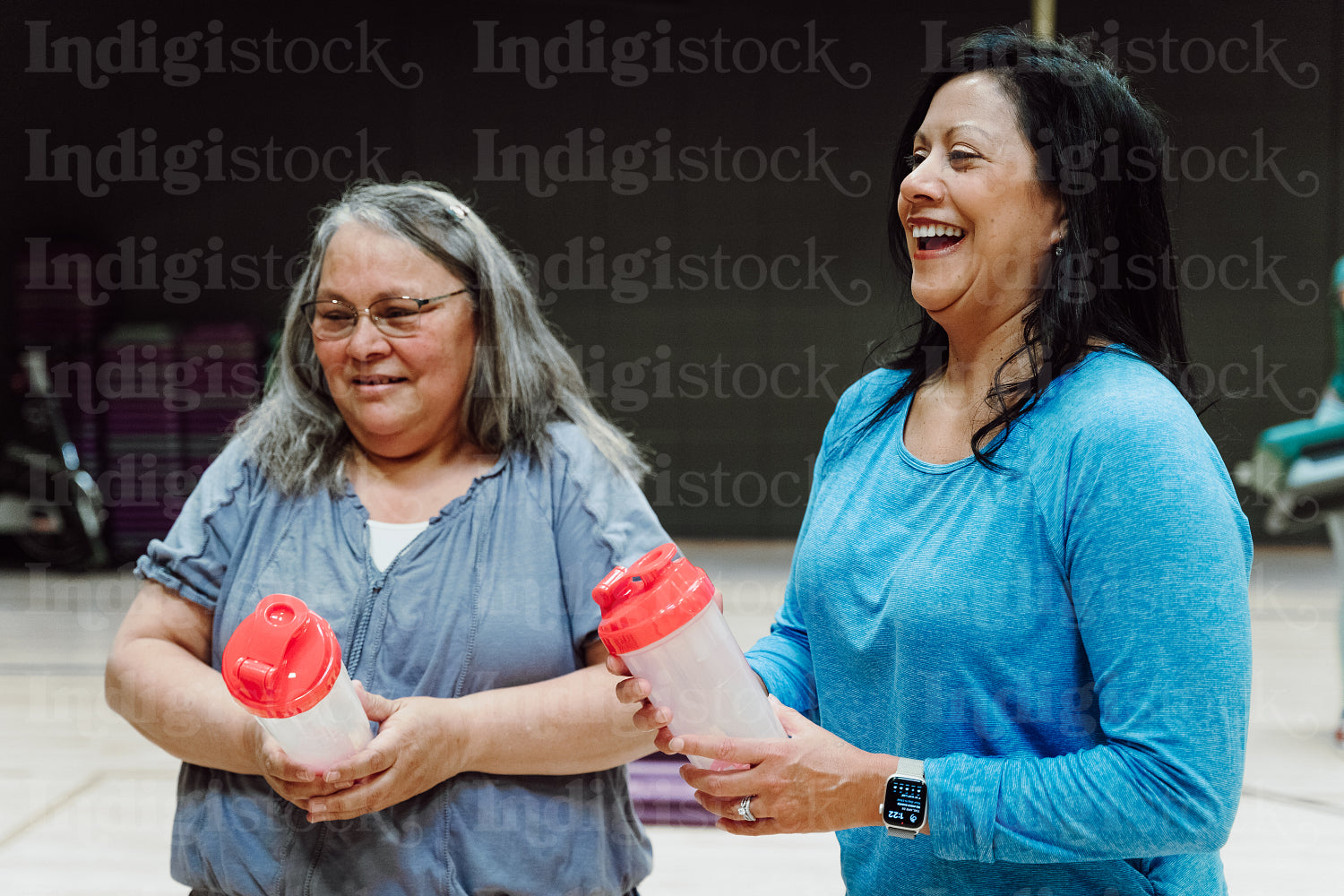 Indigenous women excercising together