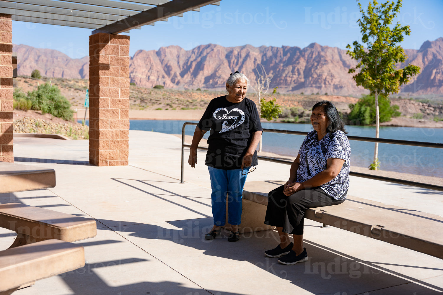 Indigenous family enjoying a park outside togather